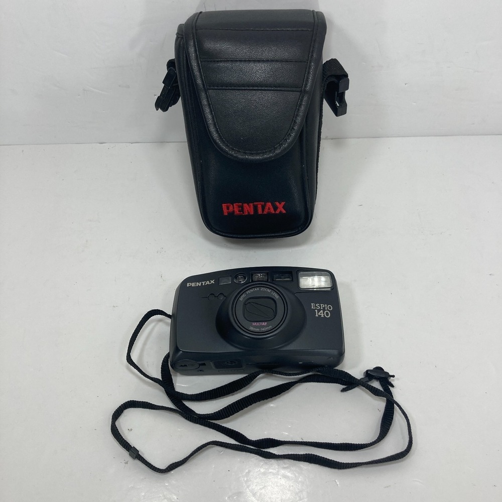 Pentax Espio 140 35mm Point & Shoot Compact Camera Black Film Tested Working